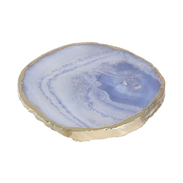 CRYSTAL  PODTÁCOK Z DRAHÝCH KAMEŇOV OKRÚHLY 11 CM - MODRÁ/ZLATÁ