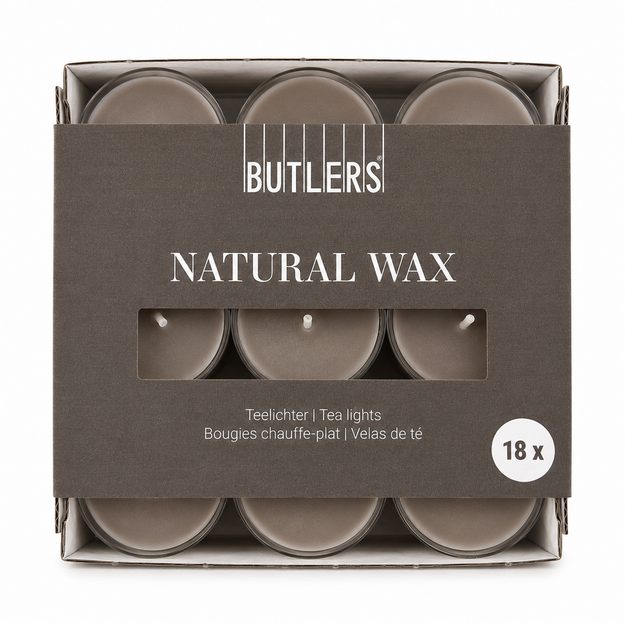 NATURAL WAX ČAJOVÉ SVIEČKY 18 KS - ŠEDOHNEDÁ
