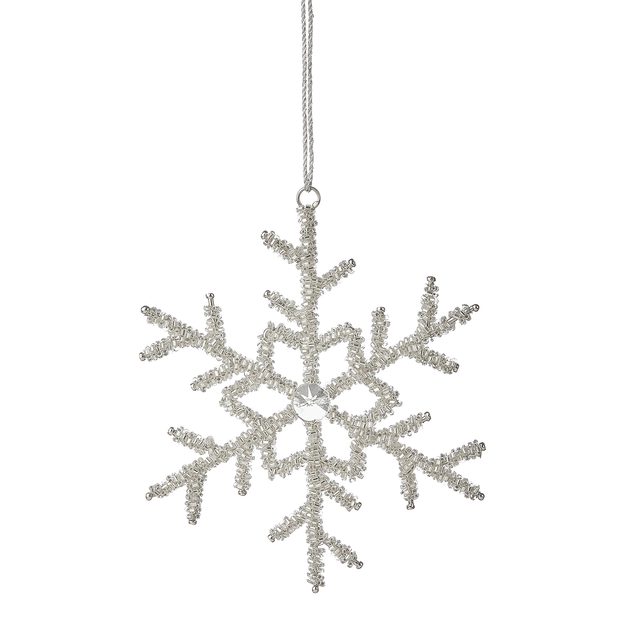 HANG ON OZDOBA SNEHOVÁ VLOČKA S PERLAMI - STRIEBORNÁ