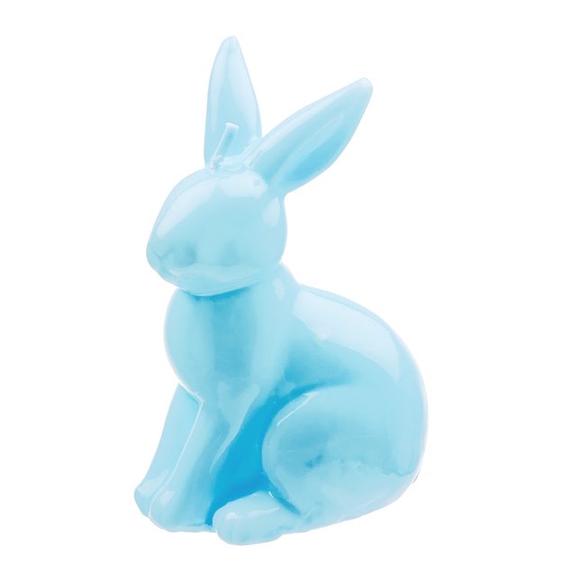 EASTER SVIEČKA LESKLÁ ZAJAČIK 14 CM - MODRÁ