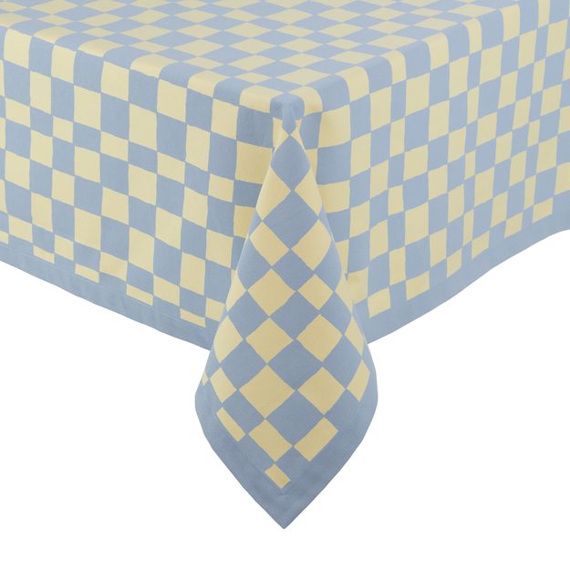 CHECKER STYLE OBRUS 250 X 160 CM - SV. MODRÁ