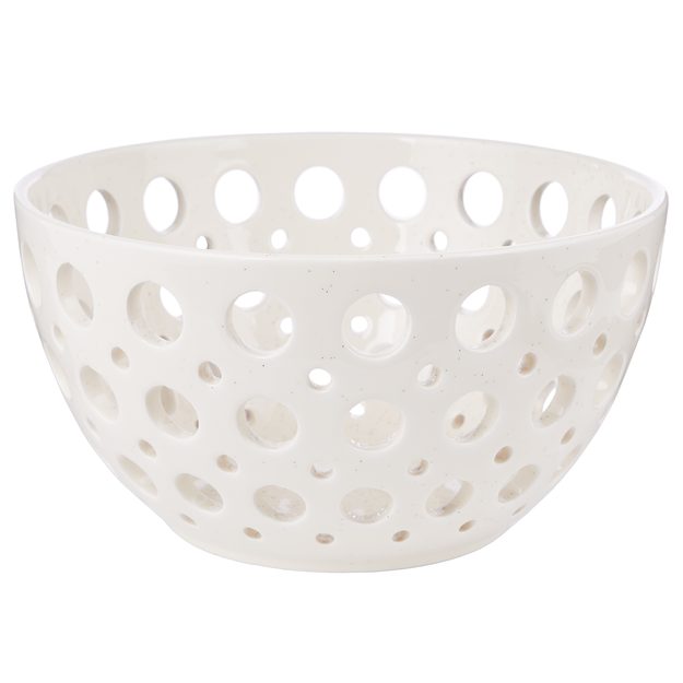 REVIEW DEKORAČNÁ MISA S OTVORMI 25 CM - KRÉMOVÁ