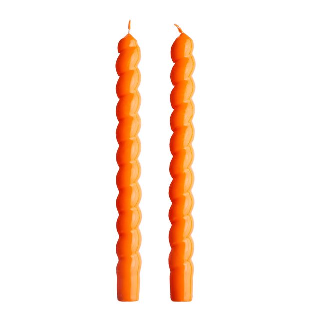 TWISTED SADA LESKLÝCH SVIEČOK 2 KS 25,5 CM - ORANŽOVÁ