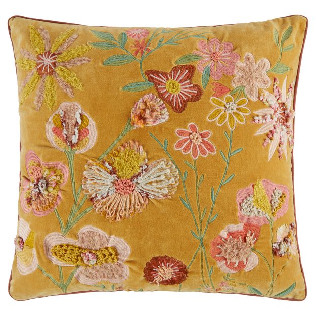 BOHEMIAN VANKÚŠ KVETY 50 X 50 CM - HORČICOVÁ