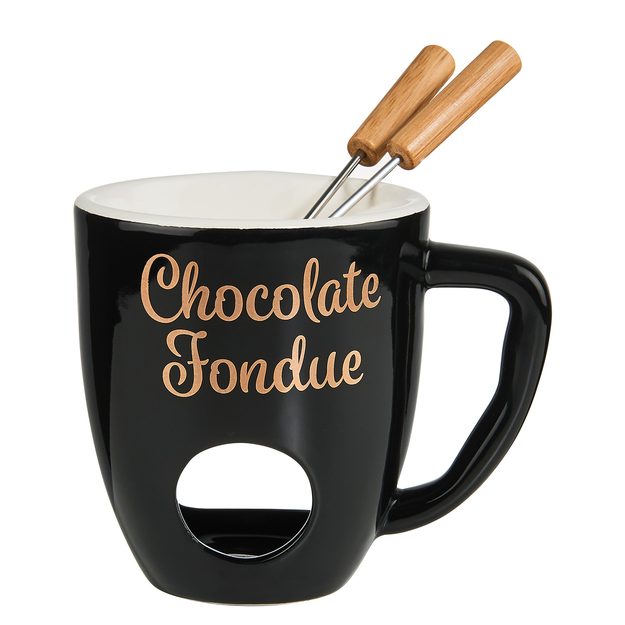 CHOCOLATE FONDUE HRNČEK SE 2 VIDLIČKAMI - ČIERNA