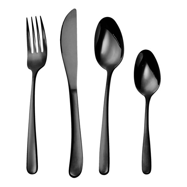 QUEENS PRÍBORY LESKLÉ SET 4 KS – ČIERNA