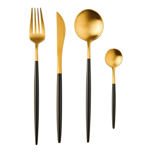 STILETTO PRÍBORY MATNÉ SET 4 KS - ZLATÁ/ČIERNA