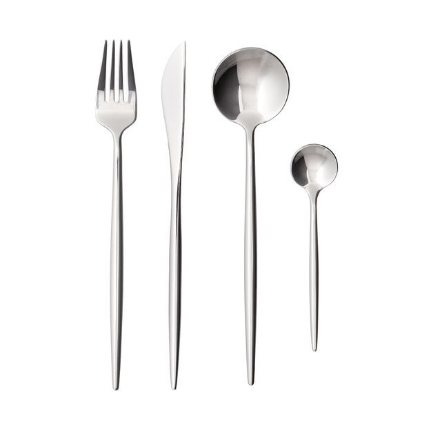 STILETTO PRÍBORY LESKLÉ SET 4 KS - STRIEBORNÁ