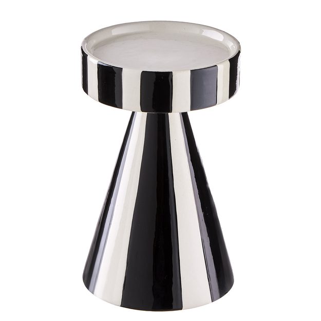 STRIPES SVIETNIK NA STĹPOVÚ SVIEČKU 15 CM - ČIERNA/BIELA