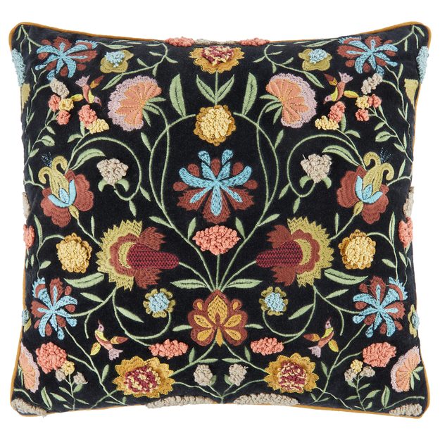 BOHEMIAN VANKÚŠ KVETY 50 X 50 CM - ČIERNA