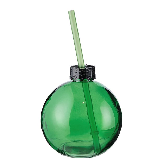 SANTA'S BUBBLE SKLENENÁ GUĽA SO SLAMKOU - ZELENÁ