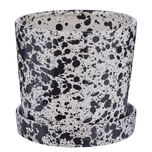 SPLASH KVETINÁČ S MISKOU – BIELA/ČIERNA