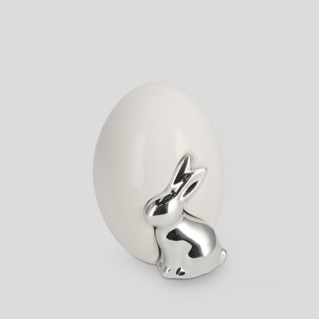 HOME & YOU DEKORÁCIA ZAJAČIK A VAJÍČKO 13 CM - STRIEBORNÁ