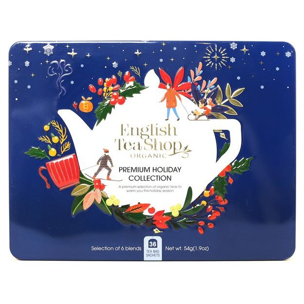 ENGLISH TEA SHOP DARČEKOVÁ ČAJOVÁ KAZETA "PREMIUM HOLIDAY COLLECTION" 36 KS - MODRÁ