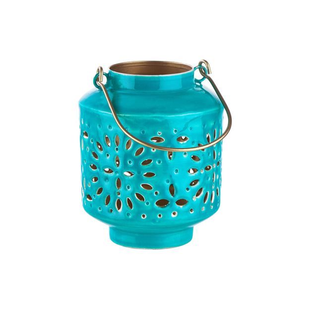 BLUE MAROCCO LUCERNA 10 CM - PETROLEJOVÁ/ZLATÁ