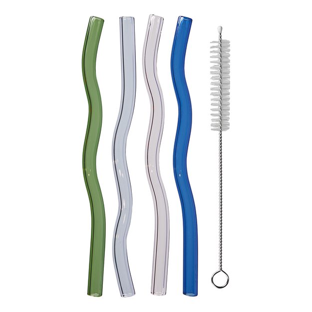 LONG DRINK SKLENENÉ SLAMKY S KEFKOU VLNY SET 5 KS