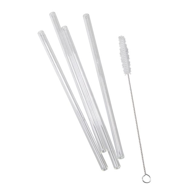 LONG DRINK SKLENENÁ SLAMKA S KEFKOU SET 5 KS