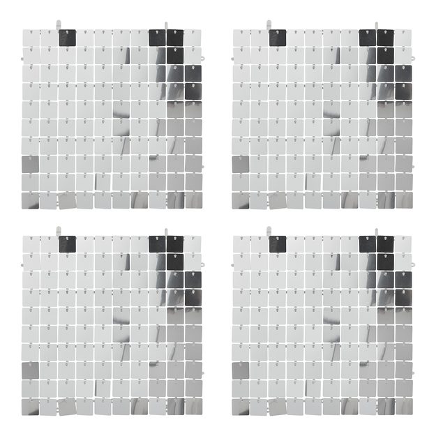 DISCO NÁSTENNÁ DEKORÁCIA 30 X 30 CM 4 KS - STRIEBORNÁ