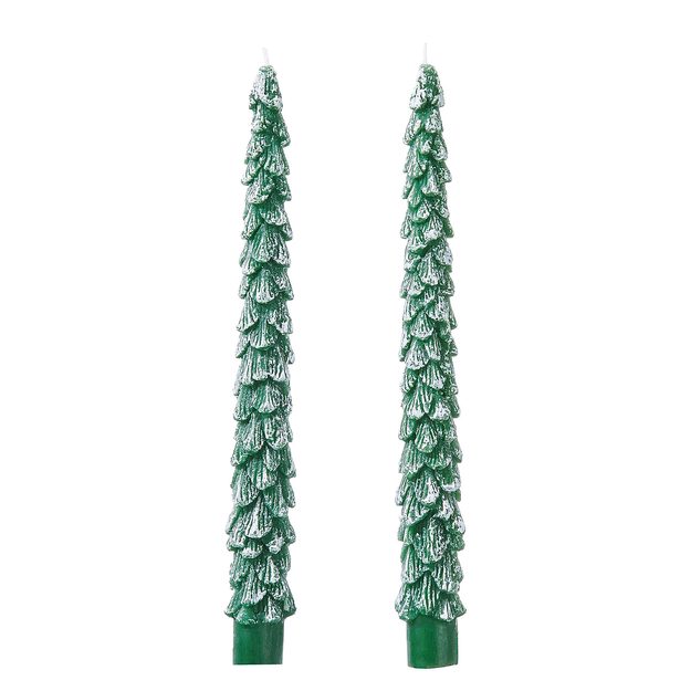X-MAS SADA SVIEČOK VIANOČNÝ STROMČEK ZASNEŽENÝ 2 KS - ZELENÁ
