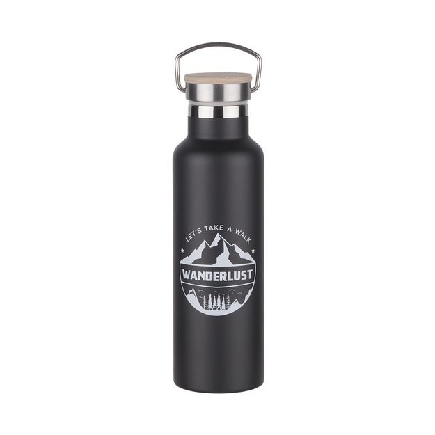 WANDERLUST TERMOSKA S RUKOJEŤOU 650 ML - ČIERNA