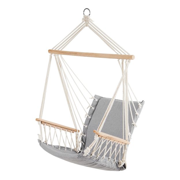 BABOON ZÁVESNÉ KRESLO S DREVENÝMI OPIERKAMI - SIVÁ