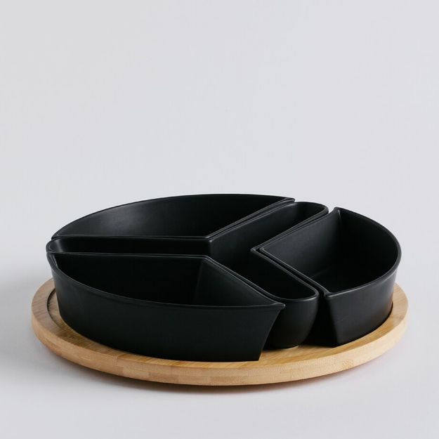 HOME & YOU SADA MISIEK S BAMBUSOVÝM PODNOSOM - ČIERNA