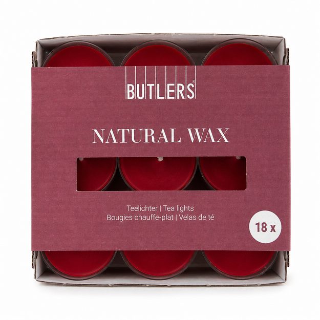 NATURAL WAX ČAJOVÉ SVIEČKY 18 KS - TM. ČERVENÁ