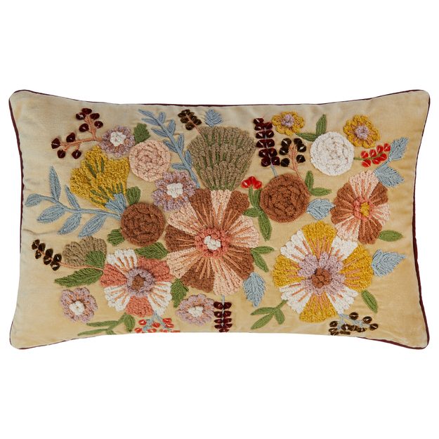 BOHEMIAN VANKÚŠ KVETY 35 X 50 CM - ŽLTÁ