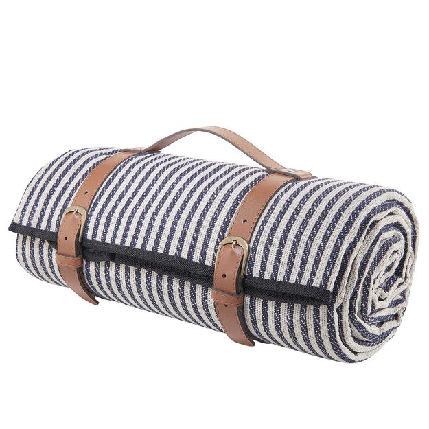 WANDERLUST PIKNIKOVÁ DEKA 150 X 200 CM - MODRÁ/KRÉMOVÁ