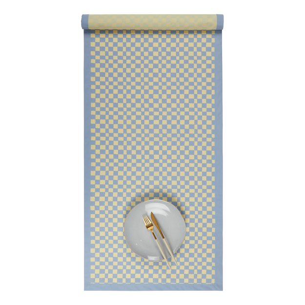 CHECKER STYLE BEHÚŇ NA STÔL 50 X 160 CM - SV. MODRÁ