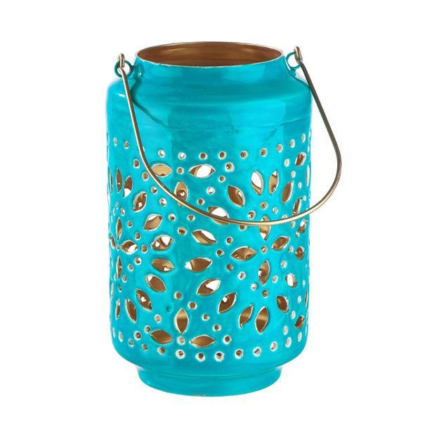 BLUE MAROCCO LUCERNA 25 CM - PETROLEJOVÁ/ZLATÁ