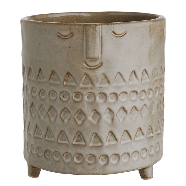 ETHNO KVETINÁČ S TVÁROU 14 CM - SV.HNEDÁ