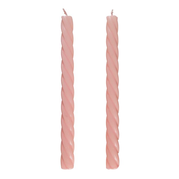 TWISTED SADA LESKLÝCH SVIEČOK 2 KS 25,5 CM - SV. RUŽOVÁ