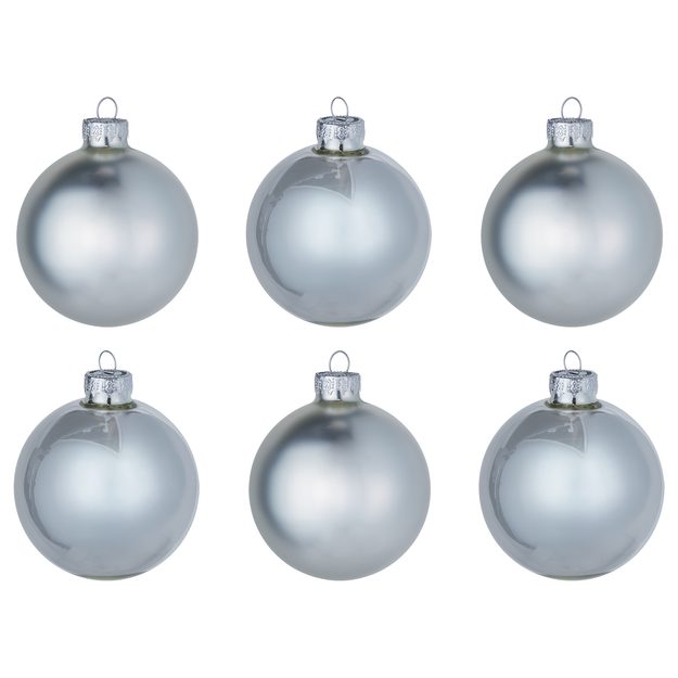 HANG ON SADA SKLENENÝCH GÚĽ 8 CM 6 KS - STRIEBORNÁ