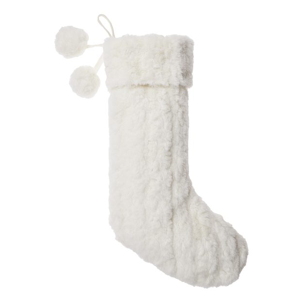 X-MAS VIANOČNÁ PUNČOCHA UMELÁ KOŽUŠINA - KRÉMOVÁ