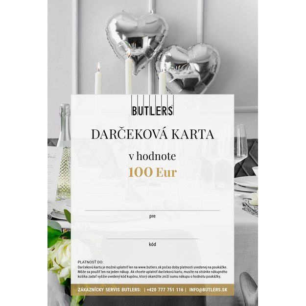 ELEKTRONICKÝ DARČEKOVÝ POUKAZ BUTLERS 100 EUR, SVADBA