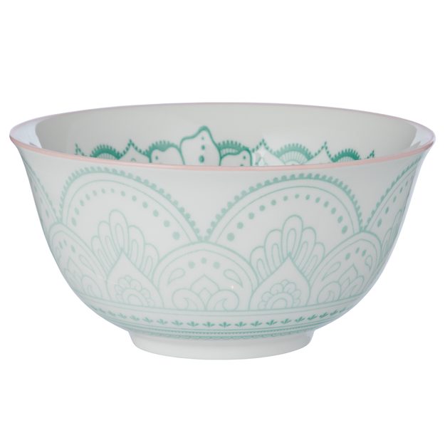 ORNAMENTS MISKA 520 ML - BIELA/ZELENÁ