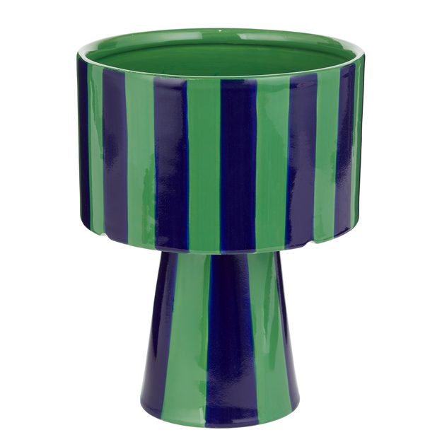 LINES KVETINÁČ S PODSTAVCOM 20 CM - TM. MODRÁ/ZELENÁ