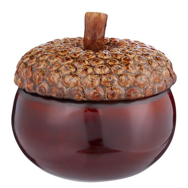 ACORN KERAMICKÁ DÓZA 13 CM - HNEDÁ