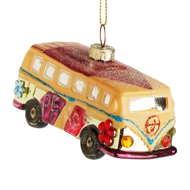 HANG ON SKLENENÁ OZDOBA AUTOBUS "HIPPIES"