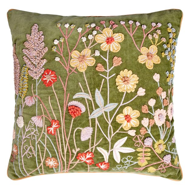 BOHEMIAN VANKÚŠ KVETY 50 X 50 CM - ZELENÝ