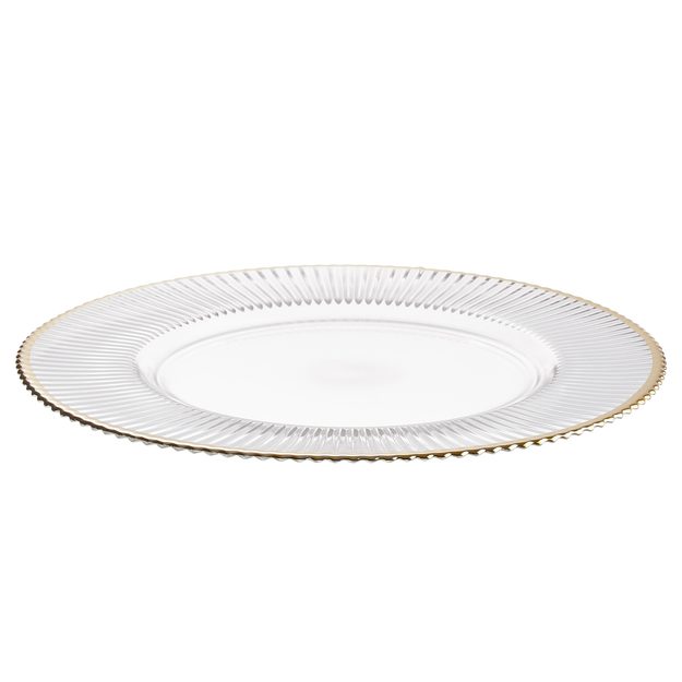 GOLDEN TWENTIES SKLENENÝ PODNOS SO ZLATÝM OKRAJOM 33 CM