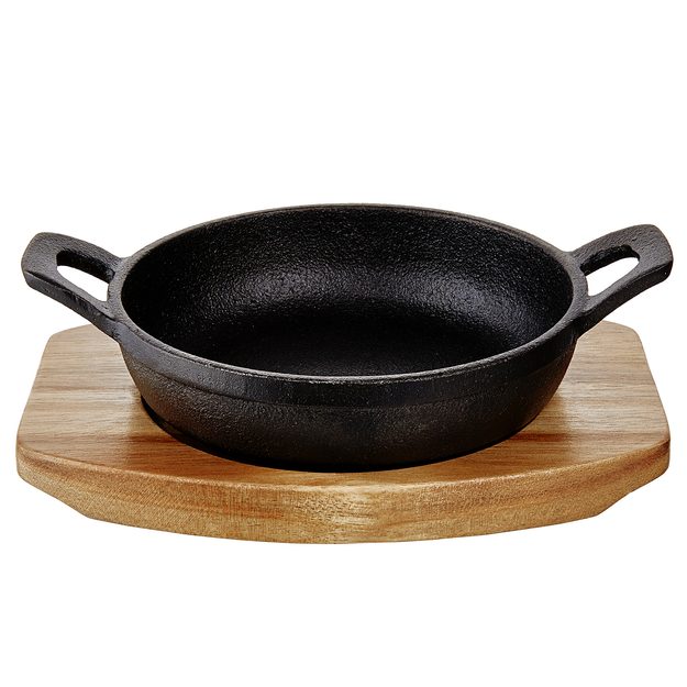 HOT IRON SERVÍROVACIA PANVICA S DREVENÝM PODNOSOM