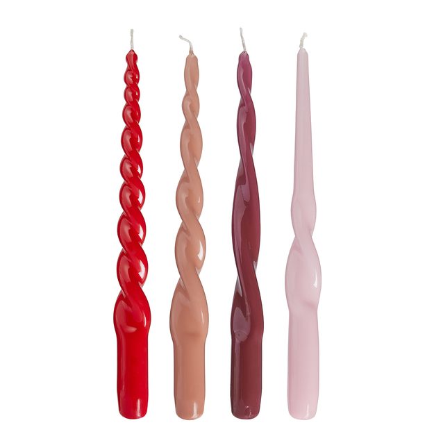 TWISTED SADA SVIEČOK 4 KS 29 CM - ČERVENÁ