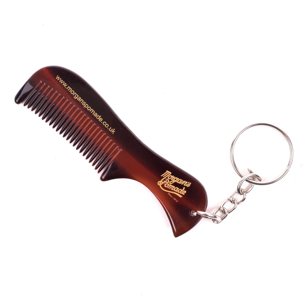 Moustache Comb Keyring in Leather Case 