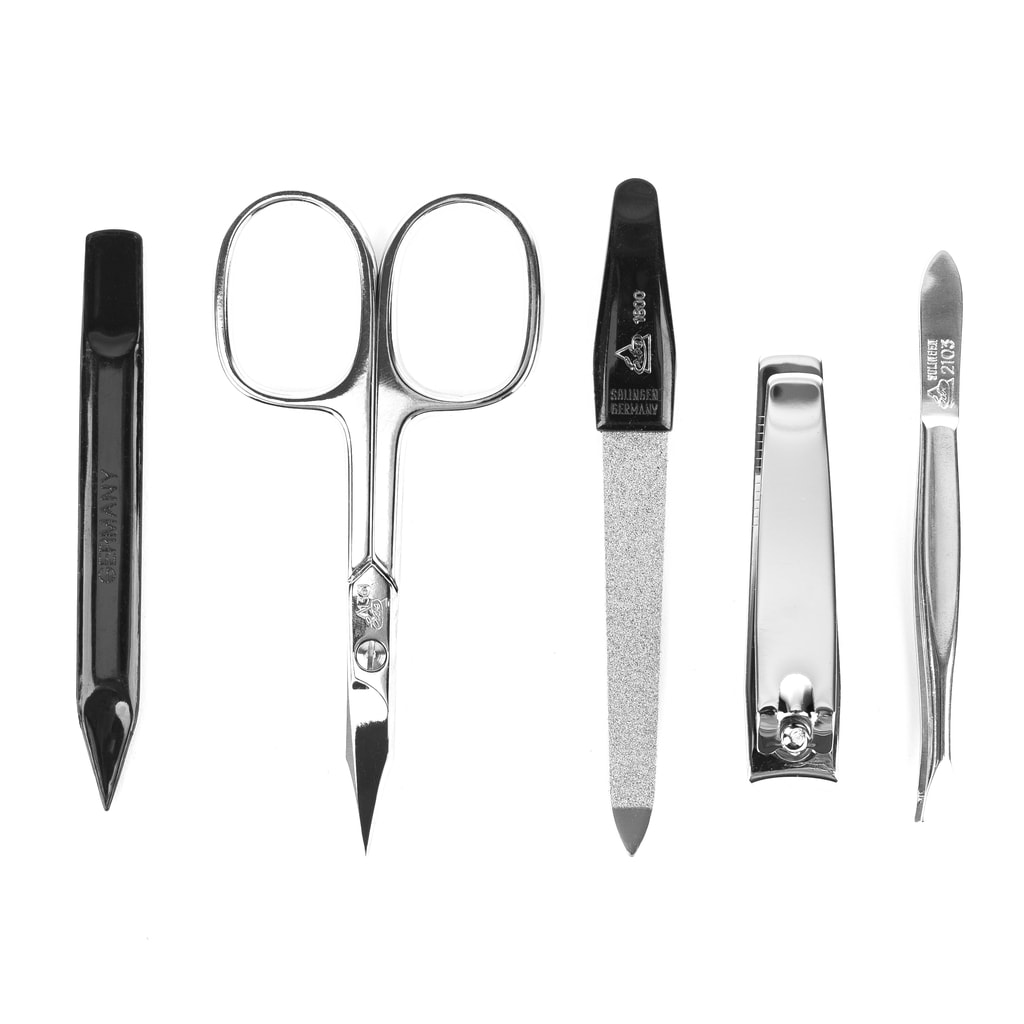 Erbe Solingen Five-Piece Manicure Set in Brown Leather Zip Pouch - Becker  Solingen - Nail Care - Hygiene, Cosmetics - Gentleman Store