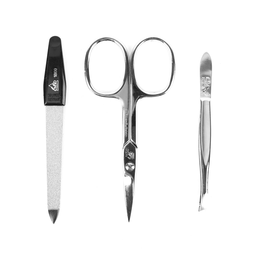 Erbe Solingen Three-Piece Manicure Set in Dark Brown Leather Pouch - Becker  Solingen - Nail Care - Hygiene, Cosmetics - Gentleman Store