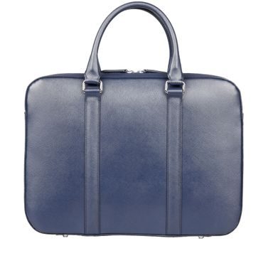 John & Paul Slim Blue Leather Briefcase 2.0