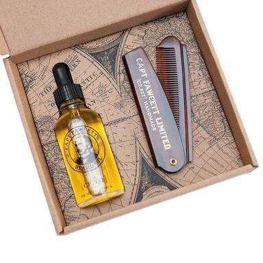 Captain Fawcett Beard Oil & Foldable Beard Comb Gift Set