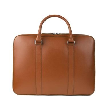 John & Paul Slim Cognac Leather Briefcase